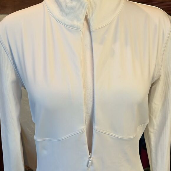 All Access Ribbed Texture Sleeve 1/2 Zip Mock Neck Dress, size MEDIUM - Picture 3 of 14